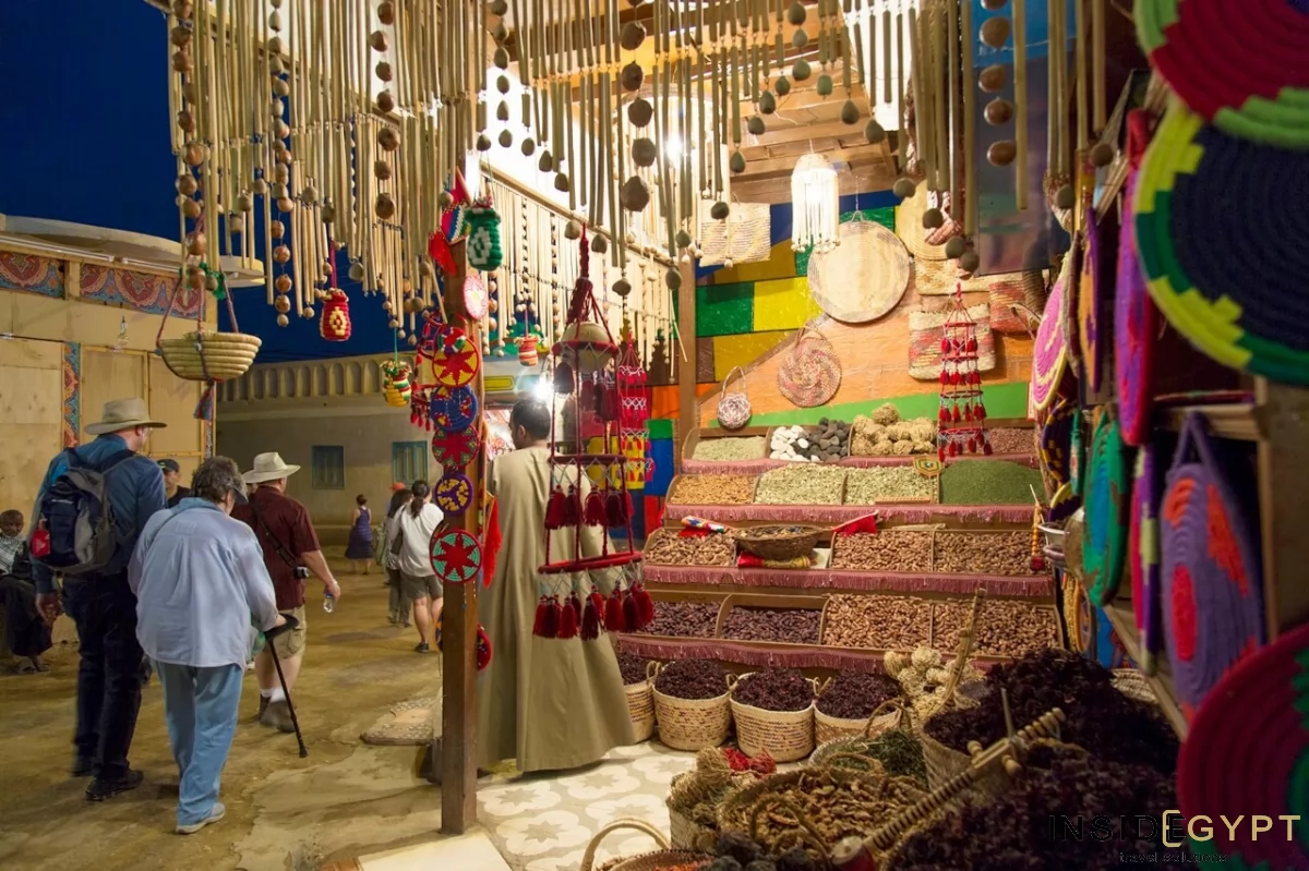 A street shop with spices and other local souvenirs in a Nubian village in Aswan. 