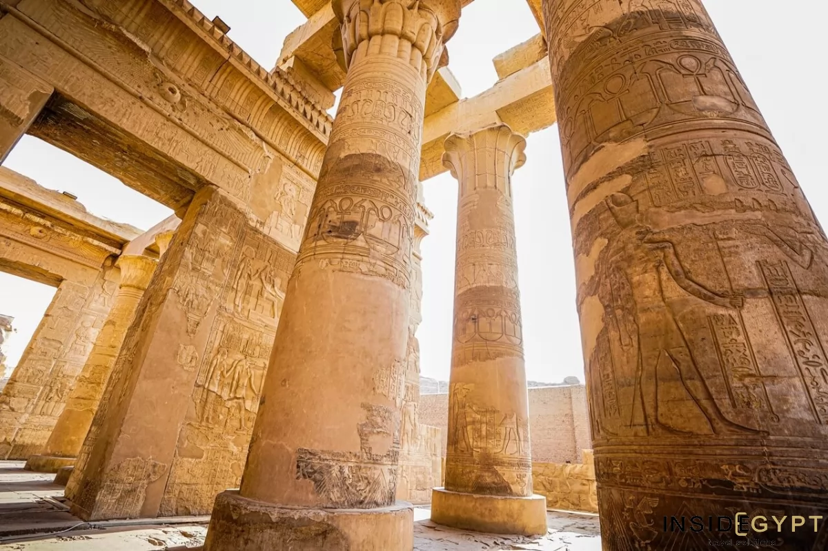 Pillars in the Hypostyle Hall at the Temple of Kom Ombo