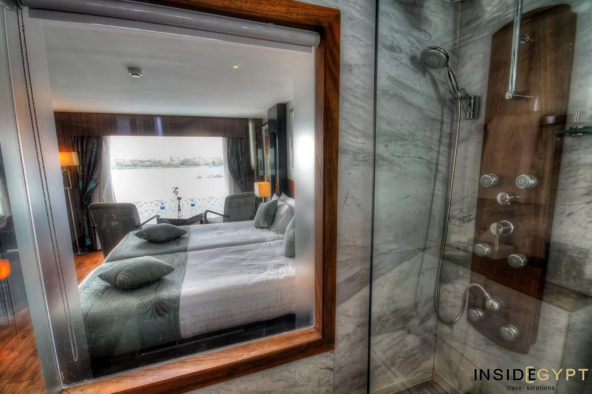 Shower inside one of the rooms of the Le Fayan cruise ship