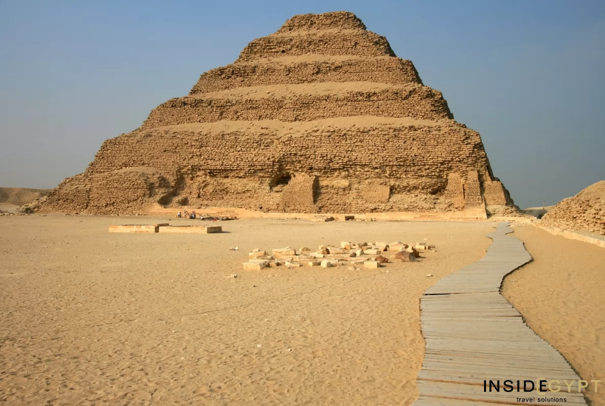 Desert path leading to the Step Pyramid in Saqqara