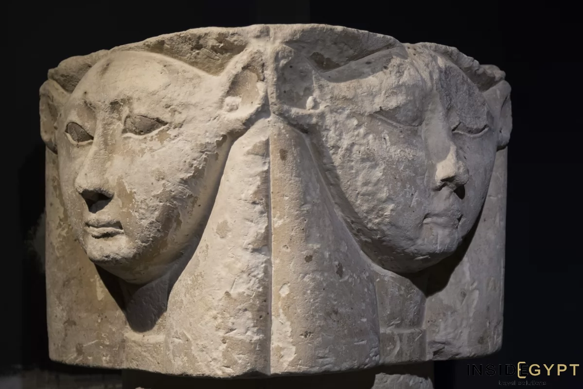 Carved faces at the National Museum of Alexandria 