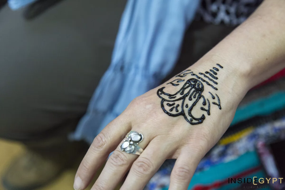 Henna hand made by a local artist in a Nubian village in Aswan. 