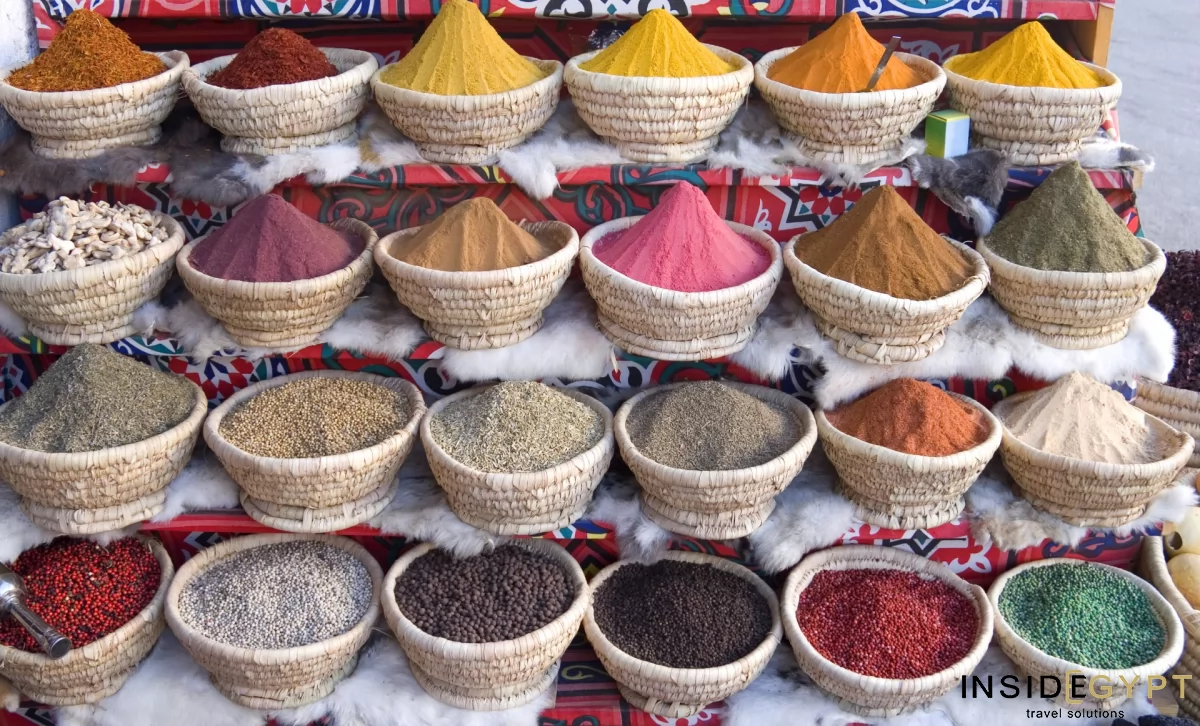 Colorful spices being sold on a Egyptian bazaar 
