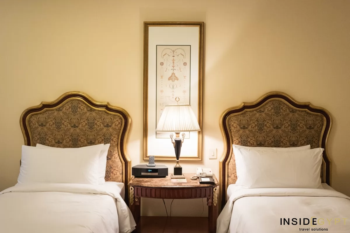 Hotel room beds at the Four Seasons Hotel Cairo 